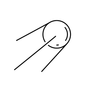 Sputnik and world navigation line icon style vector