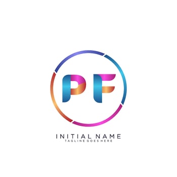 Letter PF colorfull logo premium elegant template vector