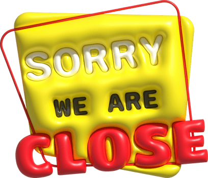 Sorry we are closed sign  icon shop e-commerce. Business closed banner. Close time element.3D png