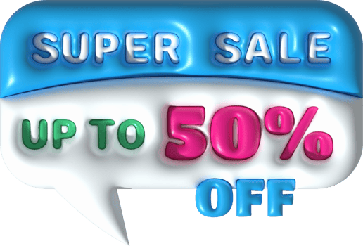 3d illustration Sale banner design,Shopping deal offer discount,Super sale up to 50 percentage off. png