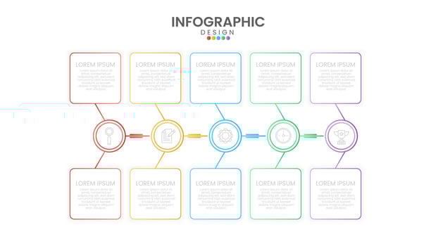 Infographic timeline template round with 5 options concept. Corporate milestones graphic elements. Vector business template for presentation.