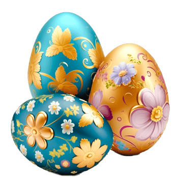 Easter egg decorative with flower png