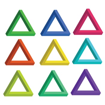 optical illusion triangle icon penrose geometric dimension color design logo illustration vector