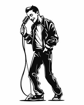 male singer with microphone vector