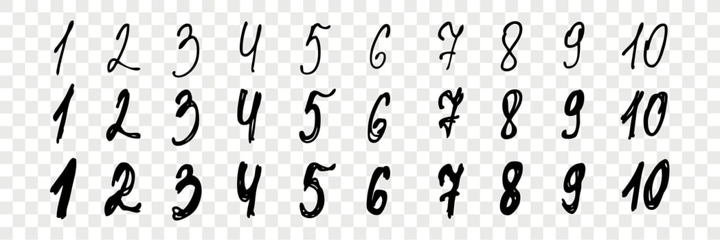 Hand drawn arabic numbers set collection vector