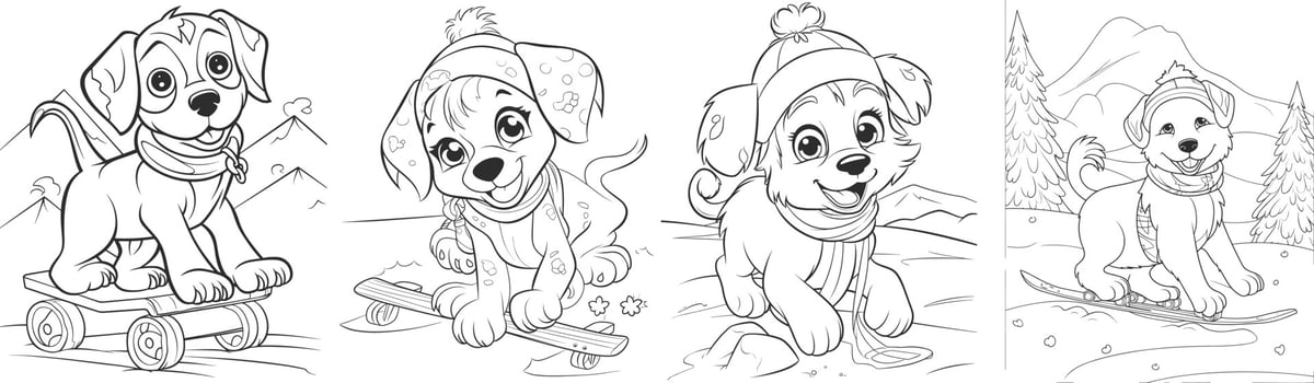 Playful Puppy Coloring Pages vector