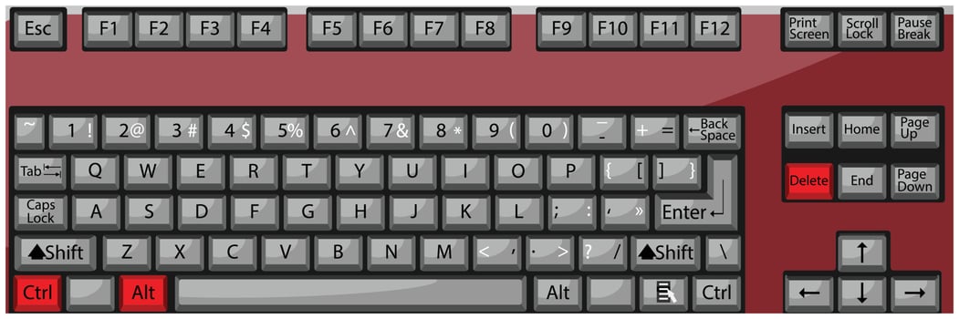 Combination button keyboard ctrl alt delete vector