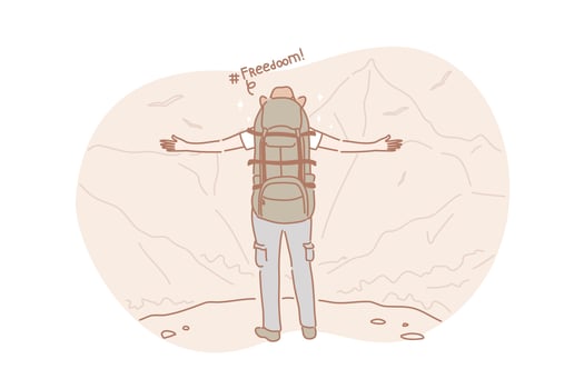 Freedom, travel, hiking concept vector