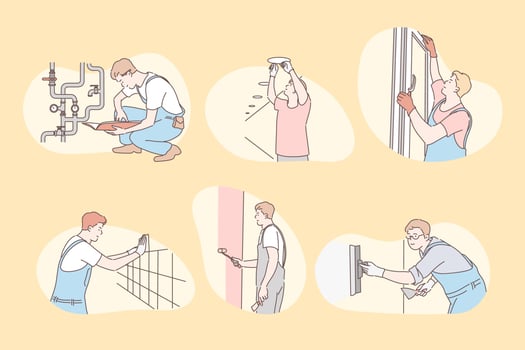 Set of installers, repair, builder concept vector