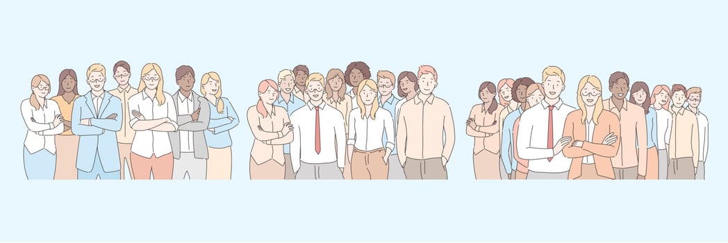 Company staff, business team set concept vector