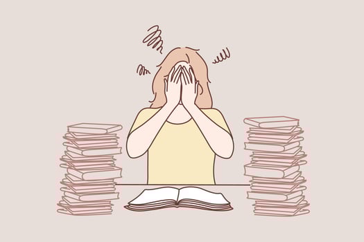 Mental stress, education, frustration, learning, panic attack concept vector