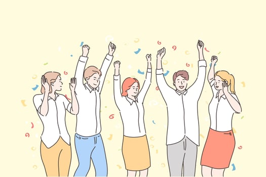 Business, team, celebration, success, goal achievement concept vector