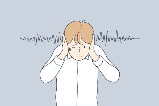 Noise, stress, swearing, protection concept vector