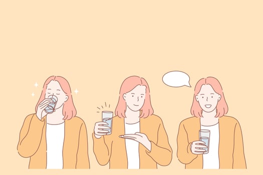 Thirst, dehydration, drinking set concept vector