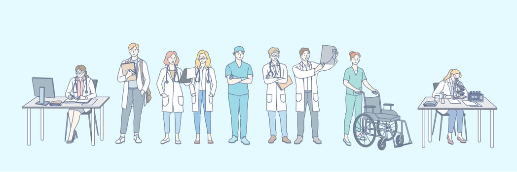 Healthcare, research, medicine, doctor set concept vector