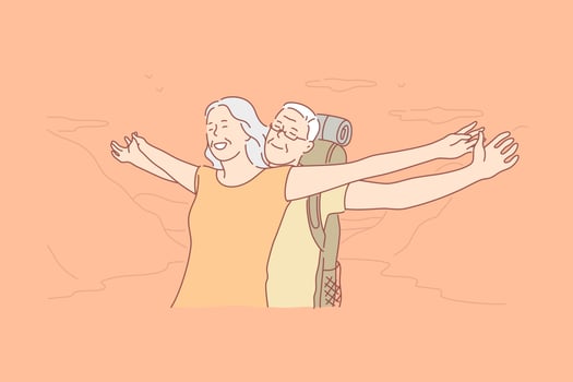 Elderly tourists, aged people outdoor concept vector