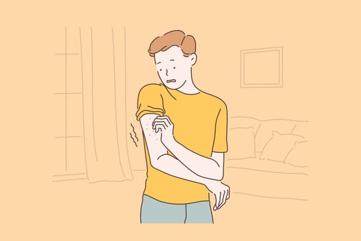 Patient allergic reaction, eczema symptoms concept vector