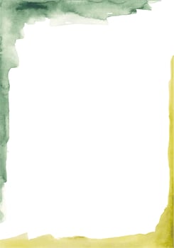 Abstract green and yellow watercolor frame. Blank sheet. Text or picture place. vector