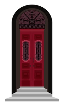 magenta front door with stairs elegant old vintage style entrance decoration vector