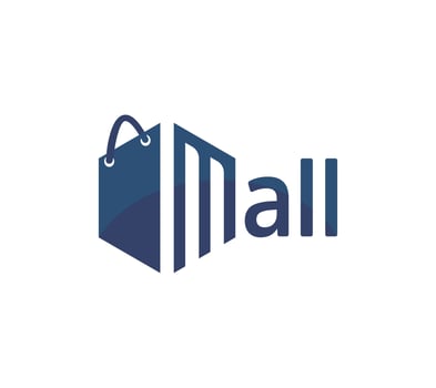 Mall logo is marketing, shopping, sales, business and company logo. On white background, Vector illustration.