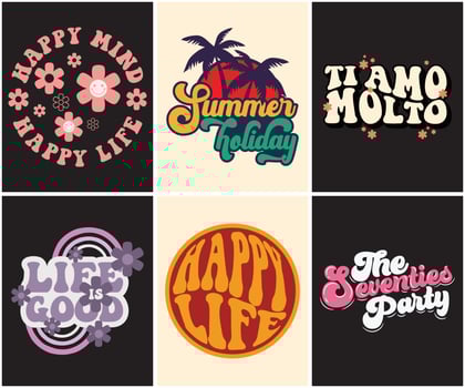 Colorful Retro vintage typography T-shirt design vector