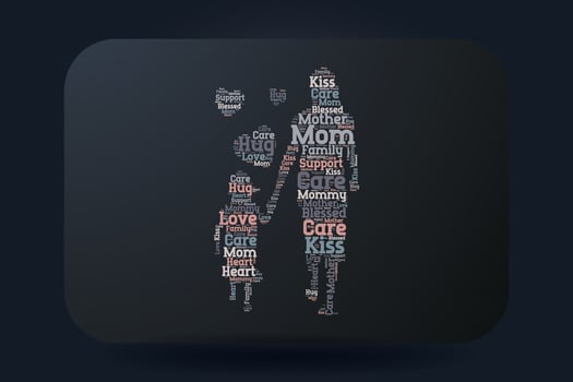 Mom And Her Girl Shape Cloud Mothers Day T-shirt Design vector
