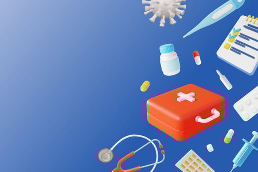 3d Health Care Concept Background Card Plasticine Cartoon Style. Vector