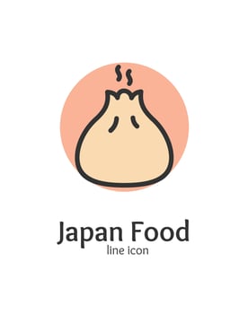 Japan Food Dumpling Gyoza Sign Thin Line Icon Emblem Concept. Vector