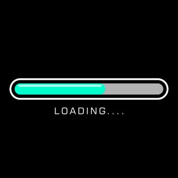 loading bar icon vector illustration. flat design isolated black background