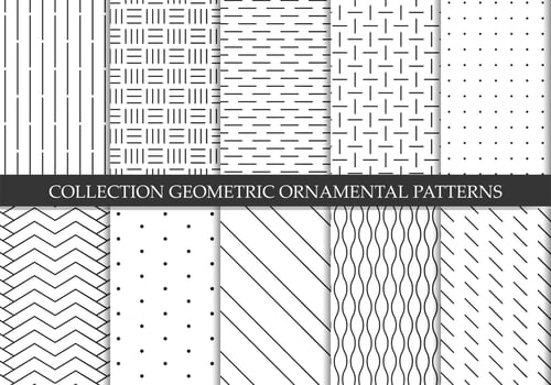 Collection of repeatable ornamental vector patterns. Grid geometric oriental backgrounds.