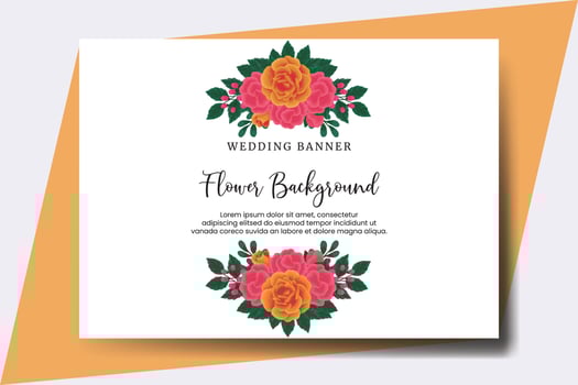 Wedding banner flower background, Digital watercolor hand drawn Orange Rose Flower design Template vector