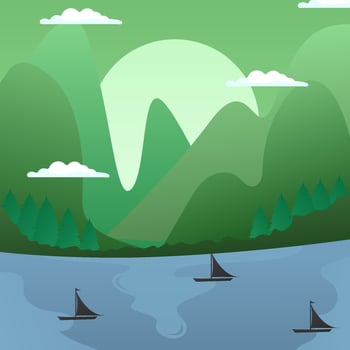 Mountain and river landscape scenery vector