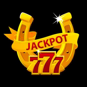 Jackpot symbol. 777 and Golden horseshoe for Game. vector