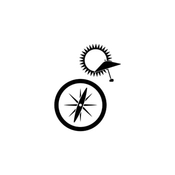 compass and sun vector icon illustration