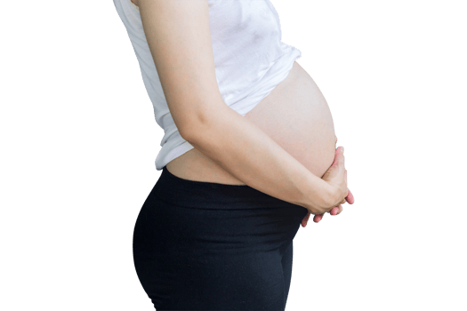 Woman pregnant isolated on transparent background. Png realistic design element.