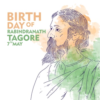 Birthday of Rabindranath Tagore Vector