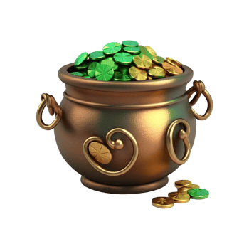 Golden Pot With Clover Leaf. png