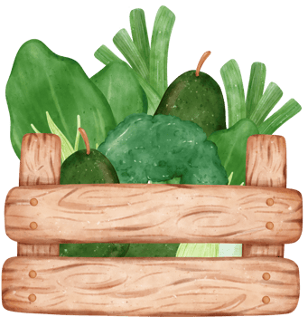 Watercolour vegetable wicker vintage basket png