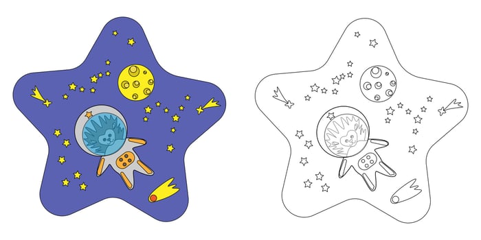 coloring book hedgehog astronaut in space vector