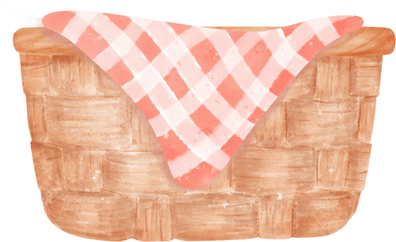 Empty wicker wooden picnic basket watercolor illustration png