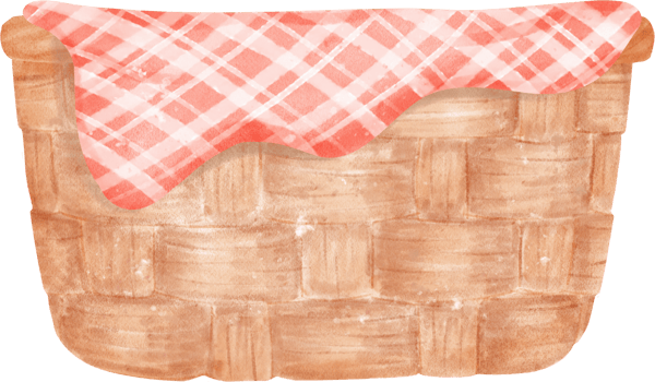 Empty wicker wooden picnic basket watercolor illustration png