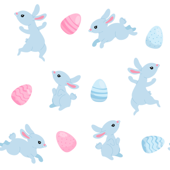Happy Easter seamless pattern, cute blue bunnies and Easter eggs, for textiles, easter cards, banners, wallpapers png