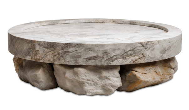 Round stone podium on transparent background, as . Natural stage for product, cosmetic presentation. Mock up. Pedestal or platform for beauty products. Empty scene. . png