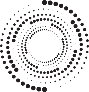 Dotted circles pattern. Abstract half tone graphic. Circular textured round spiral frame. Swirl geometric rings with gradation. png