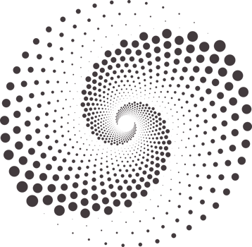 Dotted circles pattern. Abstract half tone graphic. Circular textured round spiral frame. Swirl geometric rings with gradation. png
