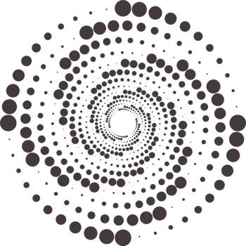 Dotted circles pattern. Abstract half tone graphic. Circular textured round spiral frame. Swirl geometric rings with gradation. png