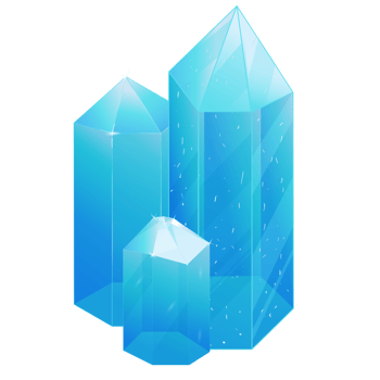 Crystal Set. Healing Transparent Healing Quartz. Blue Gradient Transparent Bright Gemstone. The Magic Stone png