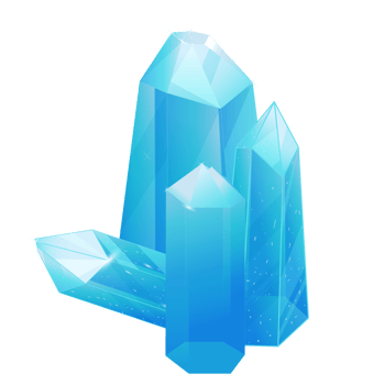 Crystal Set. Healing Transparent Healing Quartz. Blue Gradient Transparent Bright Gemstone. The Magic Stone png