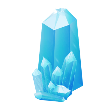 Crystal Set. Healing Transparent Healing Quartz. Blue Gradient Transparent Bright Gemstone. The Magic Stone png