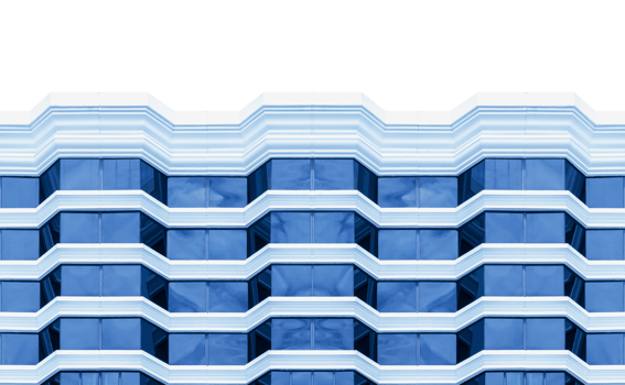 Modern buliding hotel with pattern blue window glass png